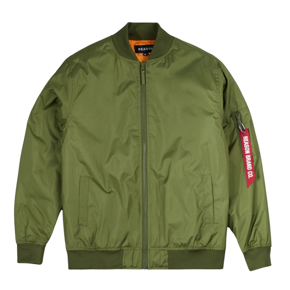 Reason Bomber Jacket Men’s Large Military Green Pilot Jacket Flight Jacket